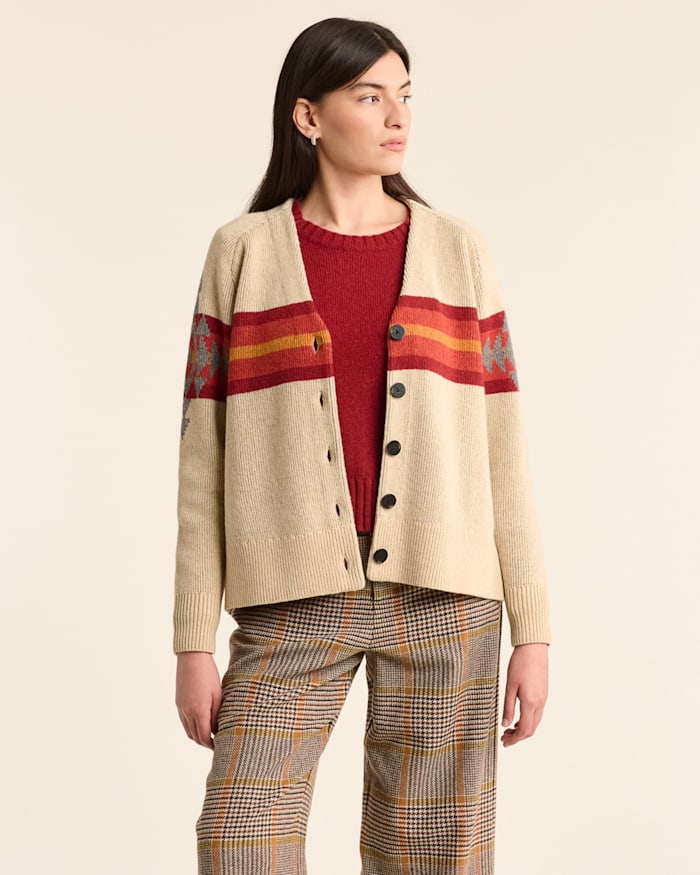 WOMEN'S LAMBSWOOL GRAPHIC CARDIGAN